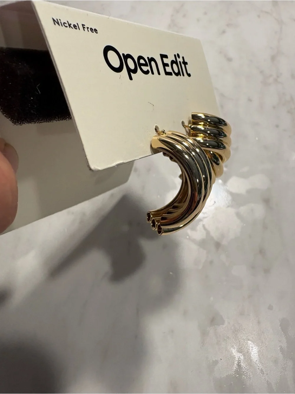 Open Edit Gold Multi-Ring Hoop Earrings